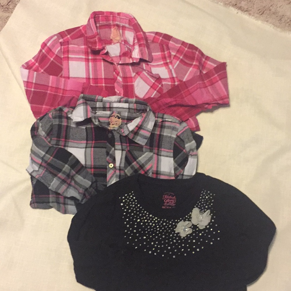 Lot of 3 Faded Glory Girls tops 6-6x